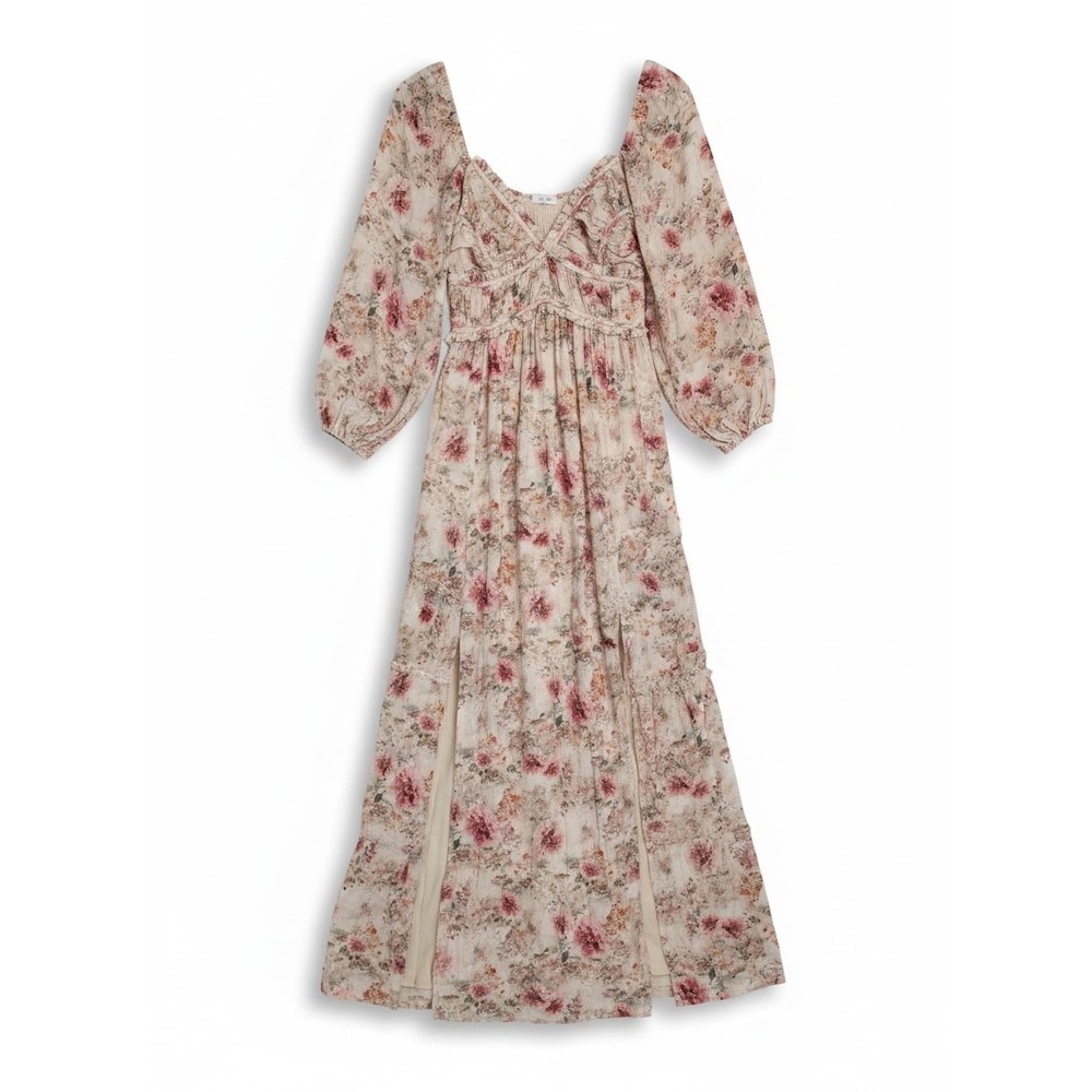 Worth Collective Daphine Maxi Dress Women Small Pink Beige NWT Floral - Picture 2 of 10